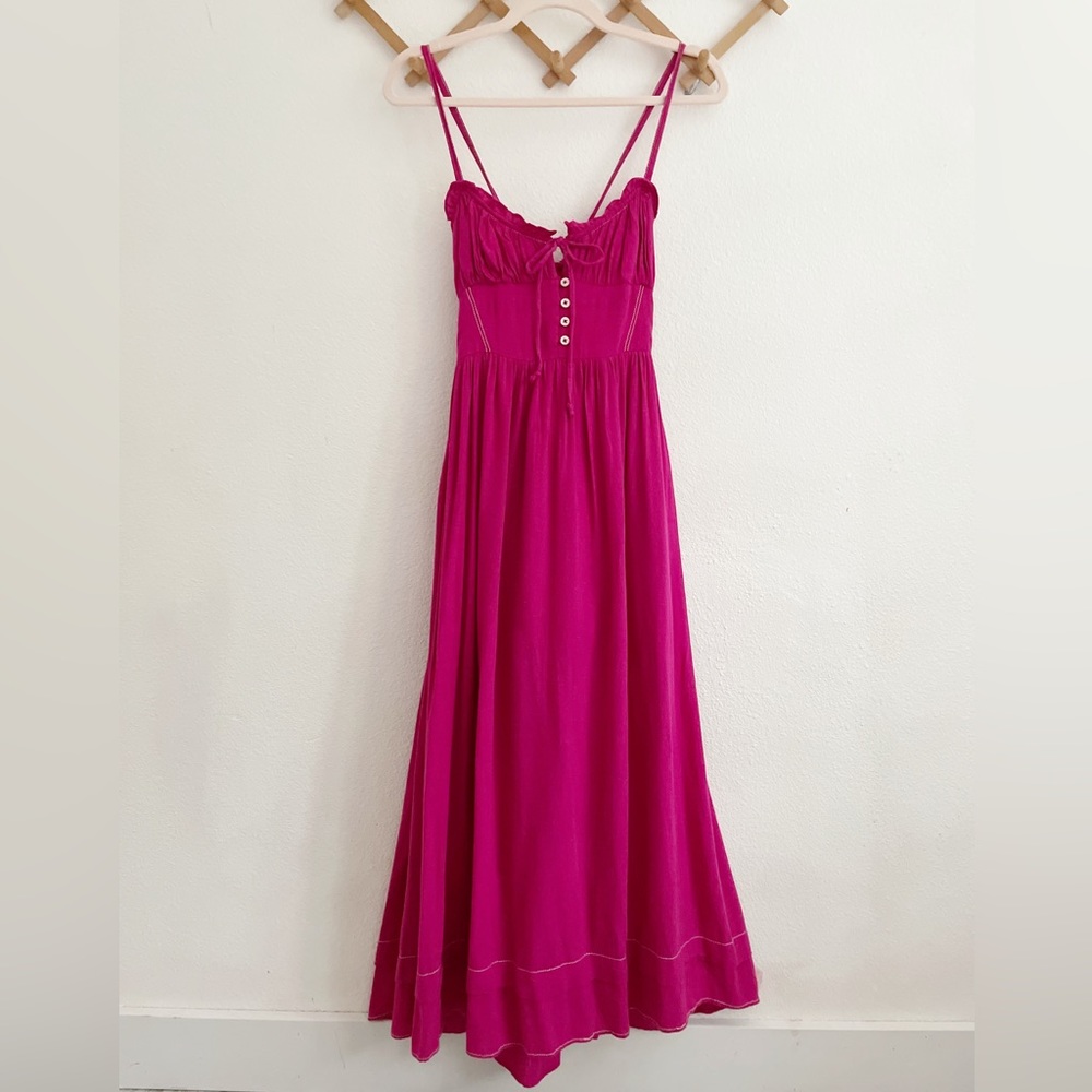 Urban Outfitters Cora Linen Open-Backed Midi Dress